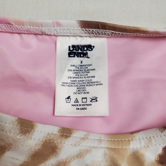 Lands End High Neck Tankini Swimsuit Top Tie Dye Pink Size 2 Built in Bra NWT - Picture 5 of 13